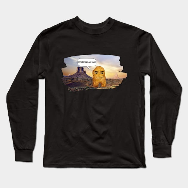 Chicken Nugget Roblox Man Face Meme Long Sleeve T-Shirt by HoldenFamilyDesigns